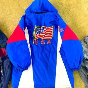 Vintage Red White and Blue USA Hoodie / Jacket